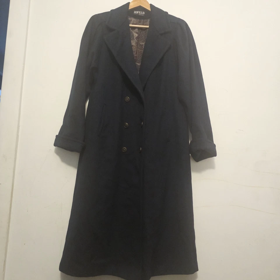 Gabardina vintage negra de lana de EE. UU. doble botonadura para mujer Foto 2 de 4