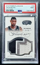 2012-13 Panini Flawless TIM DUNCAN (Jersey Number #21/25) GAME-WORN Patch PSA 9