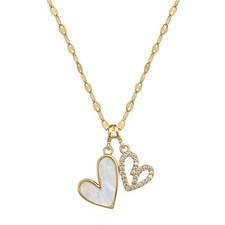 Double Love Heart Necklace Titanium Steel Gold Color Luxury Gifts For Women 