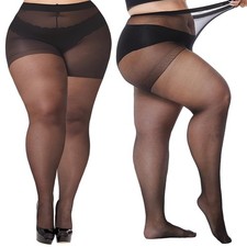 Buauty Plus Size Sheer Tights for Women, 20D High Waist Black Pantyhose Stock...