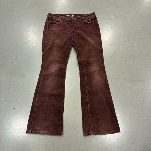 Y2K American Eagle Corduroy Pants Womens 6 Red Flare Low Rise Faded Vintage