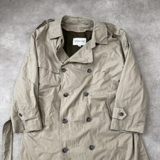 London Fog Towne Trench Coat Mens 42 Double Breasted Designer Over Jacket, Beige