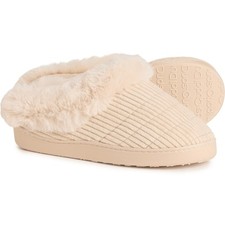 Cuddl Duds Womens Quilted Faux Fur Scuff Slippers Cream Small 5-6