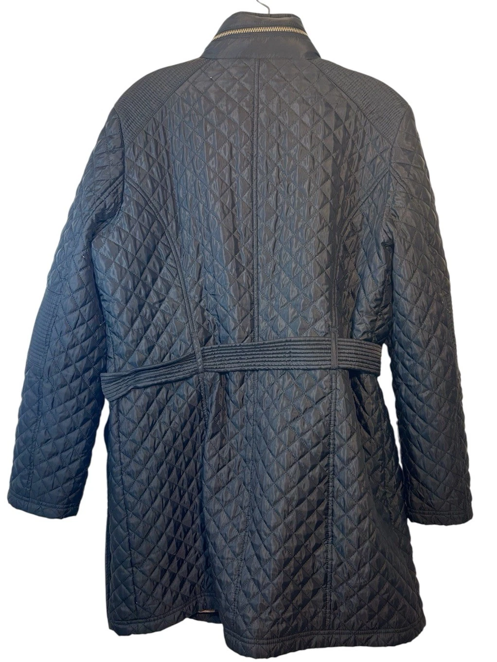 Michael Kors trench donna trapuntato nero grande oro cintura giacca con cappuccio