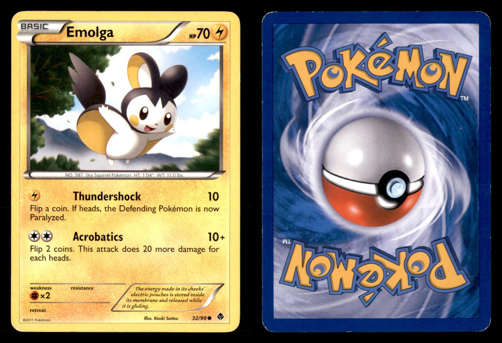 Pokemon Emerging Powers Emolga 32/98 2011 Common