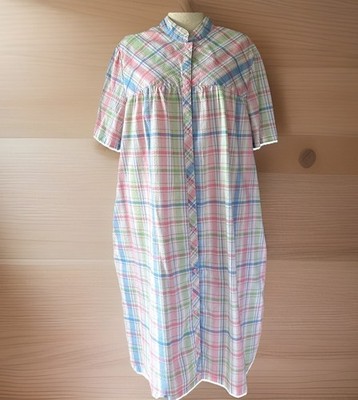 Anthony Richards House Dress Wms 2X Pink Plaid Seersucker Loungewear Cottagecore