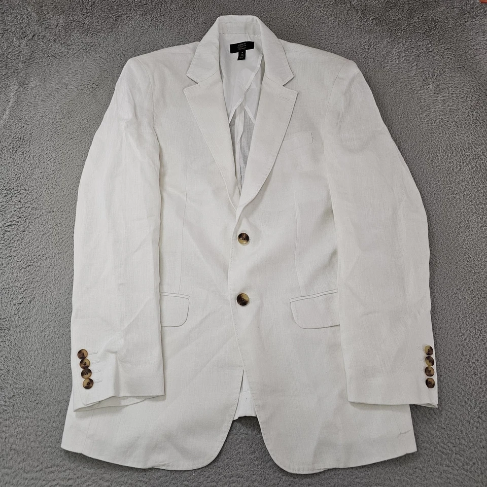 Club Room Linen Suit Mens Medium 32x30 White 100% Linen 2 Button Blazer Set - Image 4 of 4