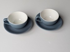 A Pair of New GenWare Porcelain Grey Flat White Cups and Saucers 6oz/170ml