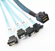 HD MINI SAS SFF8643 to 4 SATA 3 Right Angle Elbow Hard Drive 1 Drag 4 Data Cable