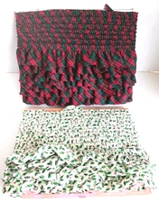2 - Holiday Fabric Trim Tartan Plaid Holly Berry Gathered/Ruffled 2 in W  22+YDS