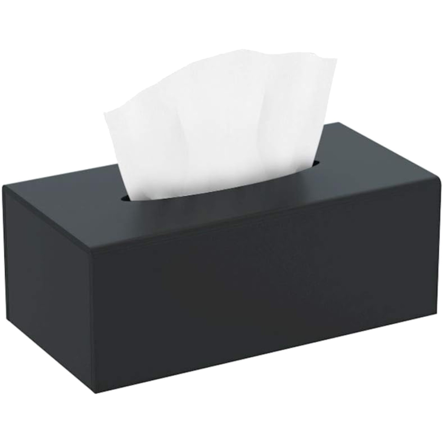 Elegante Acryl Taschentuchbox 25x13x9 cm - Mattschwarz mit Magnetabdeckung