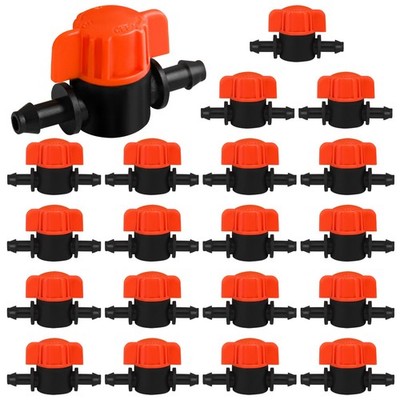 WZFLRUA 20 Pack 1/4 Inch Drip Irrigation Valve Fittings - 1/4'' Drip In-Line ...