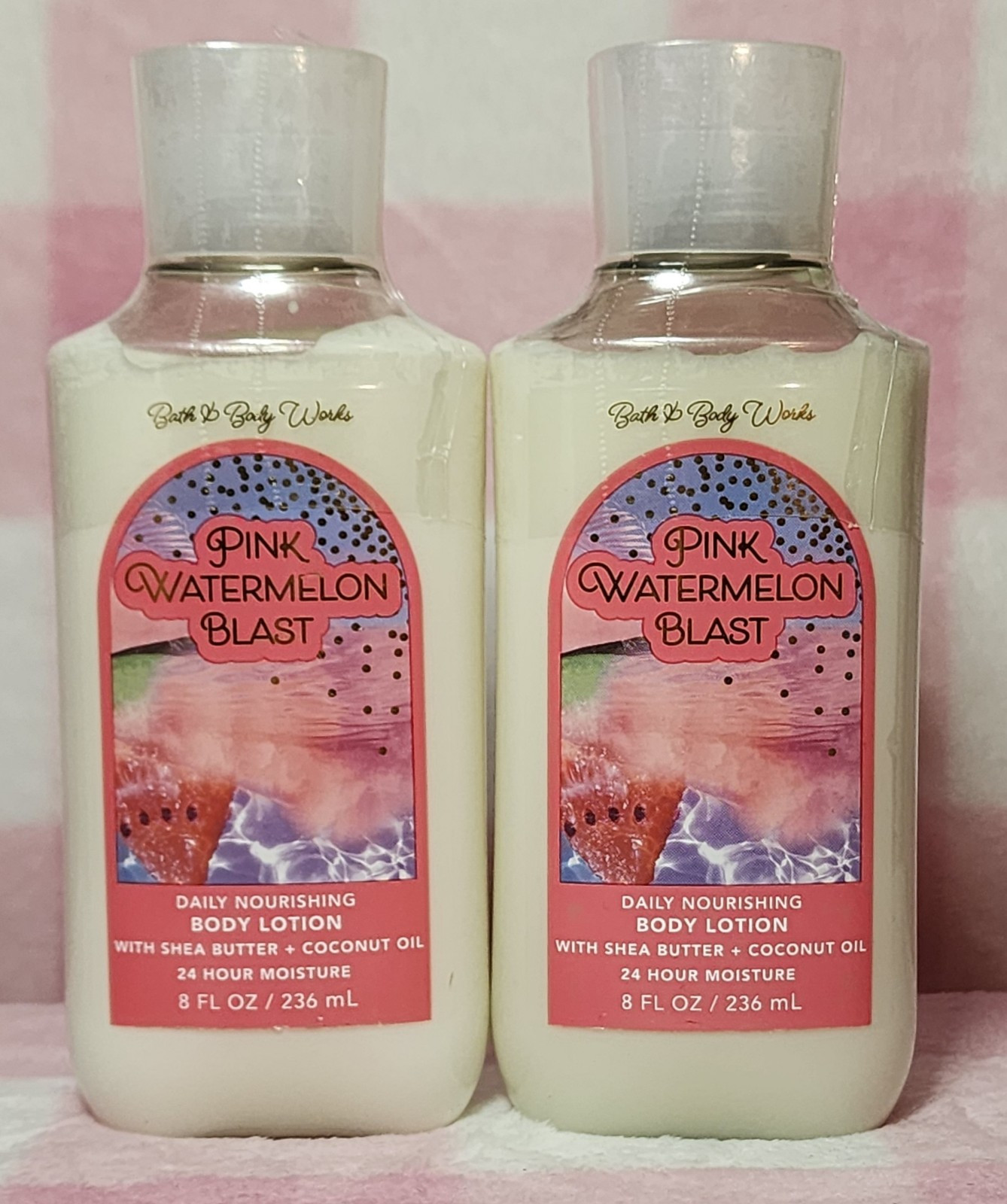 Bath & Body Works Pink Watermelon Blast Nourishing Body Lotion 8 oz Set of 2