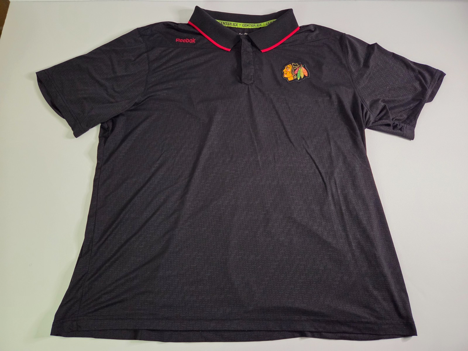 Reebok NHL Chicago Blackhawks Shirt Mens 2XL Black Center Ice Performance Hockey