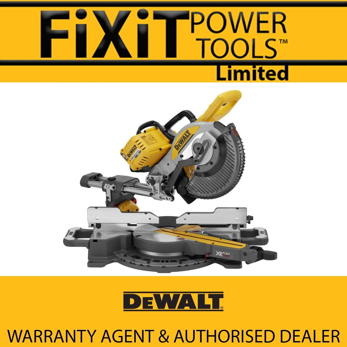 DeWalt DCS727N 54V 250mm XR Flexvolt Double Bevel Slide Mitre Saw
