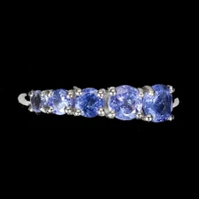 925 Sterling Silver Ring Round Tanzanite 5mm Gemstone Jewelry 9