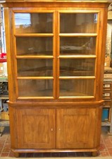 Biedermeier Vitrinen-Eckschrank Schrank um 1840 Kirschbaum