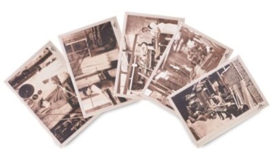 Set Of 5 Sepia Old Cue Making Prints Images Taken In Peradon Factory NEW