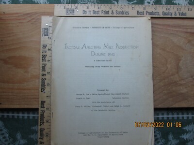university of maine factors affecting milk production during 1942