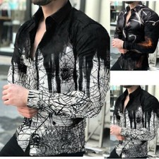Blouse Shirt Button Formal Long Sleeve Polyester Print Tops T-Shirt New