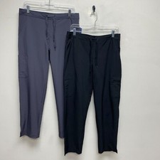 Adar Addition 2 Pr Black Gray Cargo Pockets Contemporary Fit Scrub Pants MP
