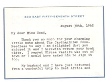 Ilka Chase Signed Letter 1962 / Autographed Actress Author