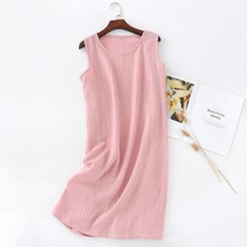 Summer Women  s Night Dress Sleepwear Gauze Cotton Crepe Sleepshirts Nightgowns