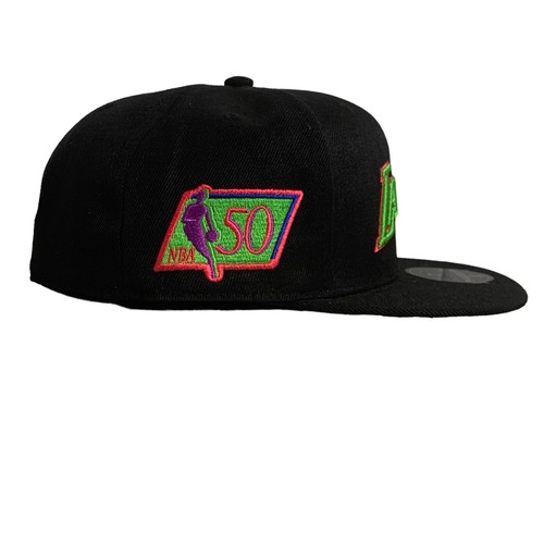 Los Angeles Lakers Mitchell & Ness NBA Color Bomb HWC Black Green Pink Cap 7 1/4 - Picture 2 of 9