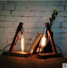 Vintage Edison Table Lamp In Wood