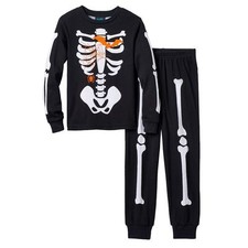 Boys Skeleton Halloween Pajamas Boy 4 Black White Pajama