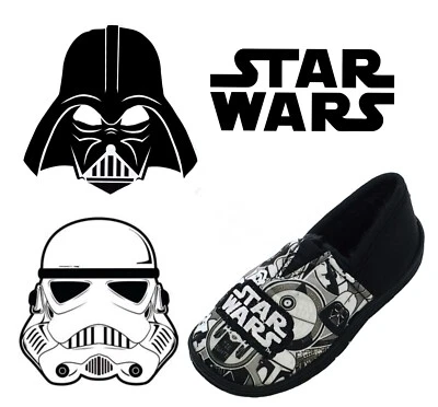 Jungen Hausschuhe Star Wars weicher Slipper Größe 8 9 10 11 12 13 1 2 warm weich schwarz