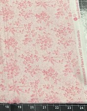 Tina Scrap 9"x21  Garden Oriental Imperial Leaves Pink Floral Cotton Fabric