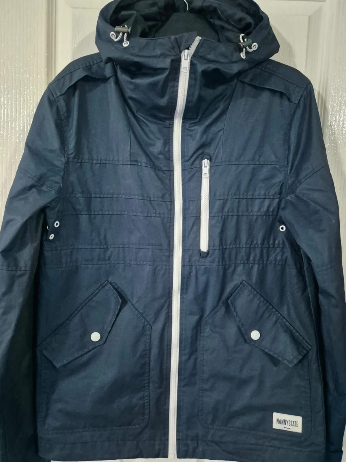 Nanny State Men’s Hooded Jacket Navy Blue Size Small Lightweight Coat VGC