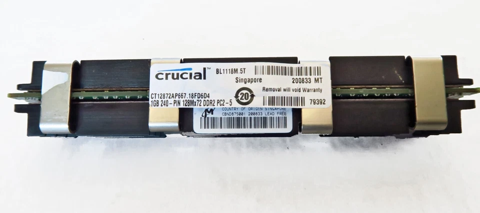 6 GB DDR2 PC2-5300F (6 x 1 GB) Crucial Qimonda Paired Memory Apple Mac Pro A1186 - Image 3 of 4