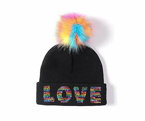 Black Beanie Hat Sequin Love Logo With 
