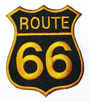 Aufbügelpatch Route 66 Reise Abzeichen Bestickt 2,5 Zoll Route 66