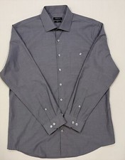 Kenneth Cole New York Men s Slim Fit Button Down Shirt LARGE Long Sleeve Gray