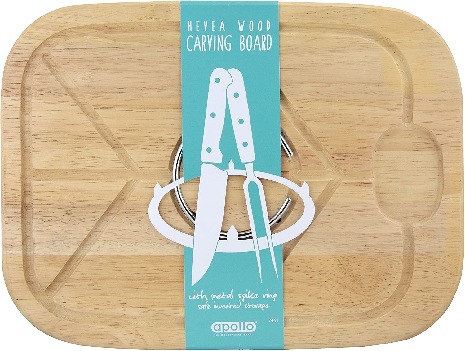 Meat Carving Board Metal Spike Ring Hevea Wood Joint Chopping Tray 7461