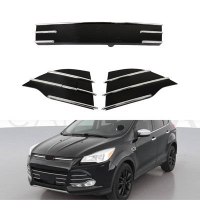 LABLT Grille Grill For 2013-2016 Ford Escape Gloss Black&Chrome Trim Lower Front