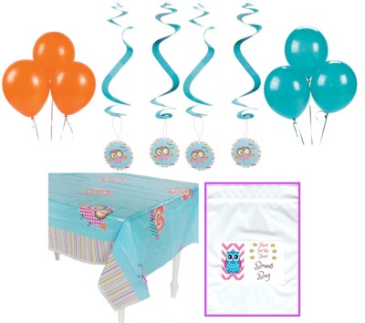Owl Theme Party Decorations Bundle Swirls Balloon Tablecloth Baby Shower Decor 715660867466 Ebay