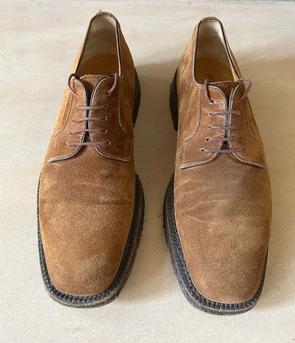 santoni dress shoes Men's Fatte A Mano Brown Leather Oxford Brogue UK9, US10 hole lace Santoni Men's Easy Cap Toe