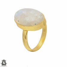 Size 10.5 - Size 12 Adjustable Moonstone 24K Gold Plated Ring GPR73