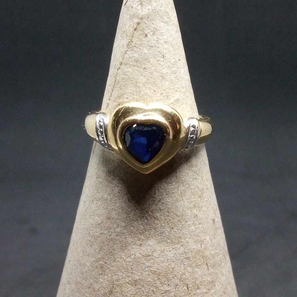 Bague Plaqué Or Jaune & Saphir - Photo 2/2