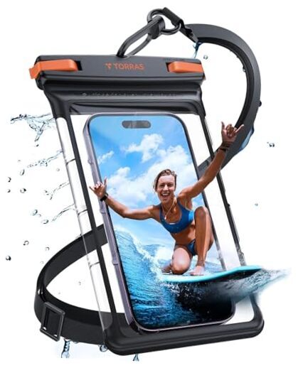 [Larger Size 8.0'' IPX8 Waterproof Phone Pouch 8.0 inch 3-Clear Black