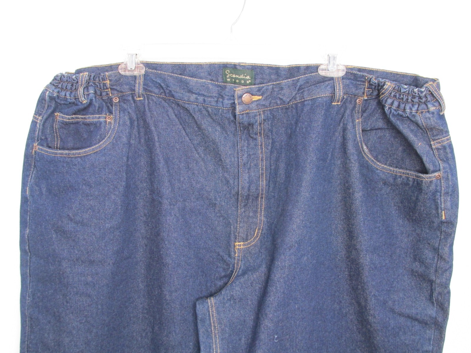SCANDIA WOODS Denim Jeans Men Size 56M Dark Blue Elastic Sides 50W x