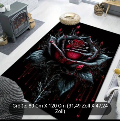 *Teppich Bloody Cold GOTHIC Rose, schwarz blau rot, 80x120 cm - NEU- Wunderschön