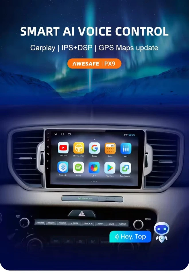 Autoradio Kia Sportage 2016-2021 4G+WIFI 6G+128GB Android 13 CarPlay-AndroidAuto - Immagine 2 di 4