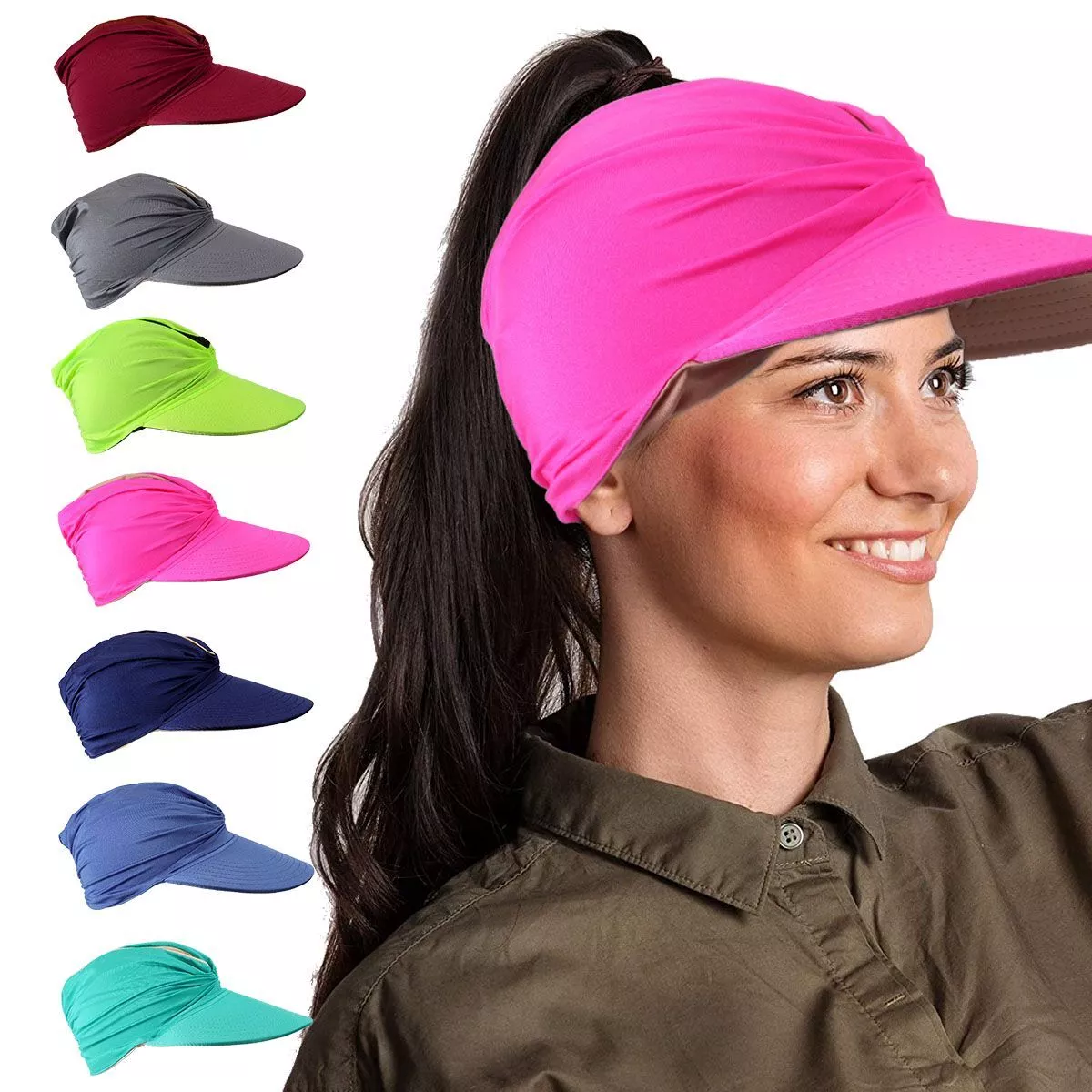 Women Turban Sun Visor Hat Cap Sports Wide Brim Stretchable Golf