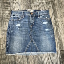 Abercrombie Kids Blue Skirt Distressed Raw Hem cut off Mini Denim Girls 13/14