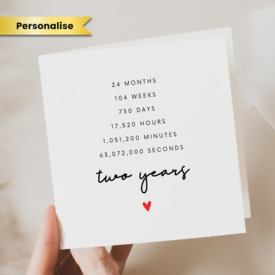 Personalisierte 2 Jahre Jubiläumskarte 2 Jahre zusammen Jubiläum Geschenkidee